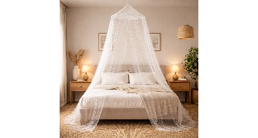 Niceey Tweepersoons Klamboe - - Muggennet - 2 persoons - Wit - 250 cm