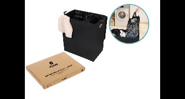 Niceey wasmand 3 vakken met uitneembare zakken 120L - zwart