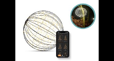 FlinQ Slimme Lichtbol Kerstverlichting Ø60 cm - Buiten & Binnen - App Bediening - Zwart