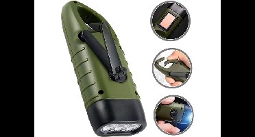 Luume Solar Survival Flashlight - Dynamo Zaklamp - Solar & Hand Crank - 3 LED - Groen