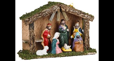 Hi Kerststal Set - Houten Stal met 7 Kerstbeelden - 30 cm