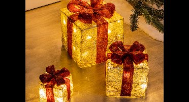 Set van 3 kerstdecoratie cadeautjes - geschenkdozen
