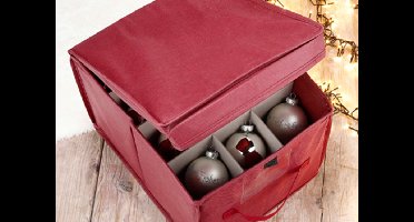 HI Kerstballen Opbergdoos - Opbergbox - Voor 24 Kerstballen - Rood