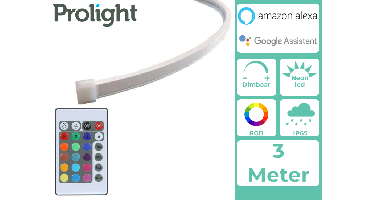Prolight Neon LED-Strip - Multicolour - 3 Meter - Met Afstandsbediening - Waterdicht (IP65)