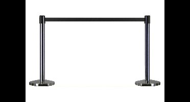 Afzetpaal metaal - 2 stuks - Afzetpaaltjes met uittrekbaar lint - Chroom Zwart