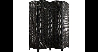 Lowander Gevlochten Kamerscherm - Roomdivider - 4 Panelen - Zwart