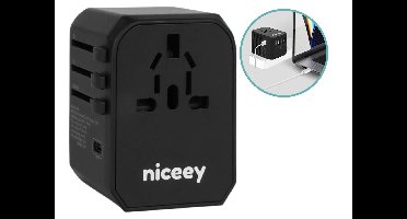 Niceey universele wereldstekker 2000W met 4x USB-A en 1x USB-C