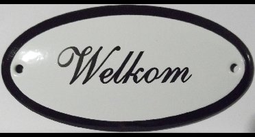 Emaille deurbord ovaal Welkom