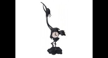 Kraanvogel zwart metaal met klok