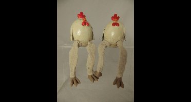 Randzitters kip en Haan crèmekleurig