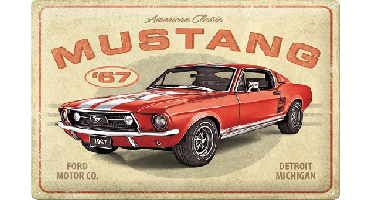 Ford Mustang GT 1967 Red wandplaat