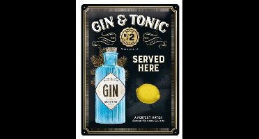 Gin en Tonic served wandplaat