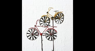 Tuinsteker van metaal met gekleurde fiets