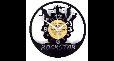 Vinyl clock Rock Star van echte LP gemaakt