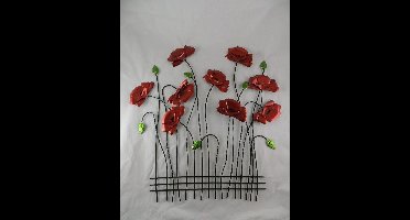 Wanddecoratie klaprozen van metaal