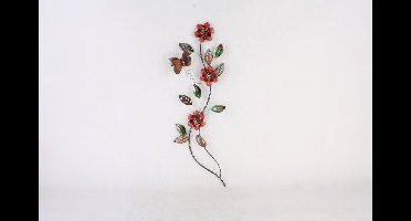 Wanddecoratie bloementak met vlinders