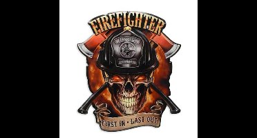 Wandbord Fire Fighter First in Last out - Wandplaat