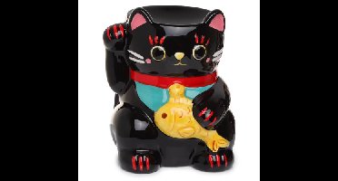 Oliebrander keramiek gelukskat zwarte Maneki