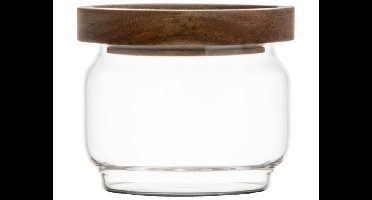Gusta Voorraadpot Glas/acacia 9x8,5cm