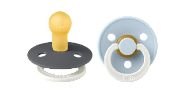 Bibs Fopspeen 0-6 Maanden Iron/Baby Blue - Glow In The Dark