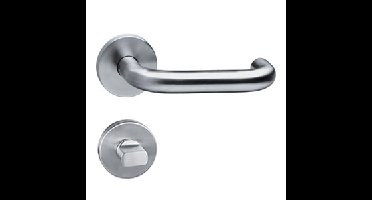 Intersteel Deurkruk Rond op rozet geveerd met toilet-/badkamersluiting ATP - RVS