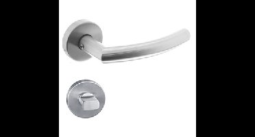 Intersteel Deurkruk Halfrond Hoek 90° op rozet geveerd met toilet-/badkamersluiting ATP - RVS