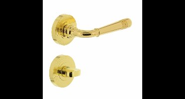 Intersteel Deurkruk Helena op rozet met toilet-/badkamersluiting - messing gelakt