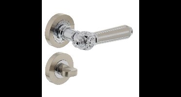 Intersteel Deurkruk Julietta op rozet met toilet-/badkamersluiting - chroom/nikkel mat