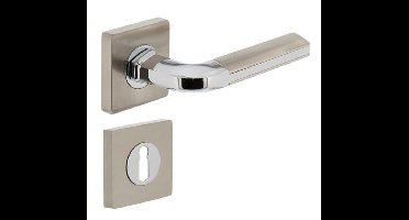 Intersteel Deurkruk Amber op vierkant rozet met sleutelrozetten - chroom/nikkel mat