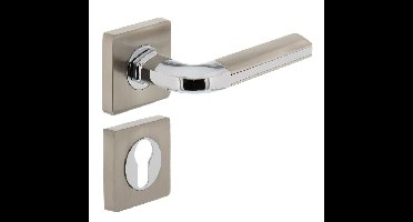 Intersteel Deurkruk Amber op vierkant rozet met profielcilinderrozetten - chroom/nikkel mat