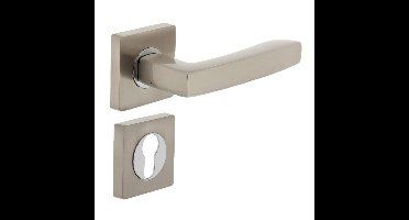 Intersteel Deurkruk Dean op vierkant rozet met profielcilinderrozetten - nikkel mat