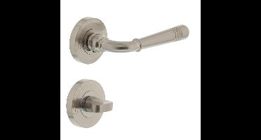 Intersteel Deurkruk Helena op rozet met toilet-/badkamersluiting - nikkel mat