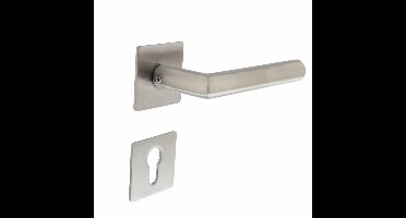 Intersteel Deurkruk Hoek 90° op vierkant magneetrozet met profielcilinderrozetten - RVS