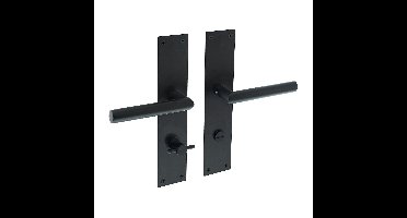 Intersteel Deurkruk Jura Hoek 90° op schild met toilet-/badkamersluiting 78/8mm - mat zwart