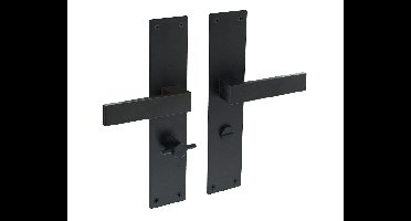 Intersteel Deurkruk Amsterdam op schild met toilet-/badkamersluiting 63/8 mm - mat zwart