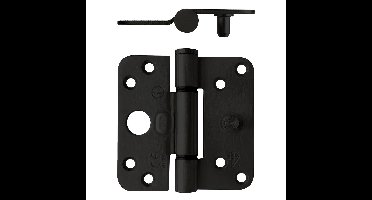 Intersteel Glijlagerscharnier afgerond SKG3 89x89x3mm DIN links - mat zwart