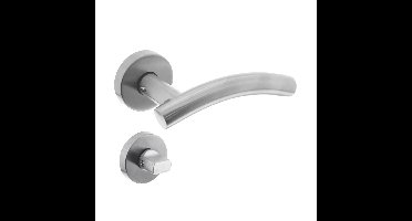 Intersteel Deurkruk Gebogen op rozet geveerd met toilet-/badkamersluiting ATP - RVS