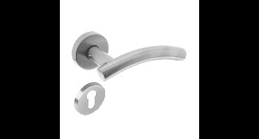 Intersteel Deurkruk Gebogen op rozet geveerd met profielcilinderrozetten ATP - RVS