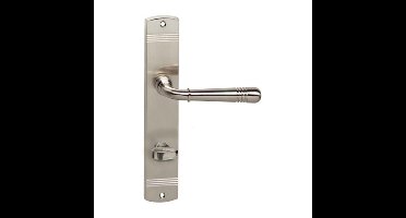 Intersteel Deurkruk Helena op langschild met toilet-/badkamersluiting 78/8 mm - nikkel mat