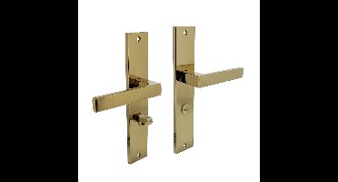 Intersteel Deurkruk Hera op schild met toilet-/badkamersluiting 63/8 mm - PVD messing