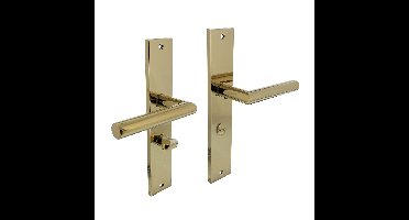 Intersteel Deurkruk Bastian op schild met toilet-/badkamersluiting 63/8 mm - PVD messing