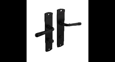 Intersteel Deurkruk Helena op langschild met toilet-/badkamersluiting 78/8 mm - mat zwart