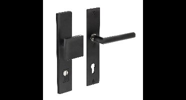 Intersteel SKG3 veiligheidsbeslag voordeur rechthoek 250x50mm greep/kruk Jura PC92 kerntrekbeveiliging - mat zwart