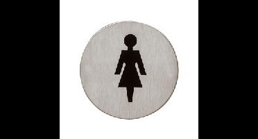 Intersteel pictogram damestoilet zelfklevend rond - RVS
