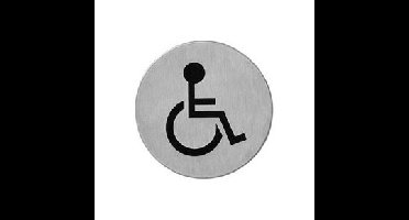 Intersteel pictogram toilet mindervalide zelfklevend rond - RVS