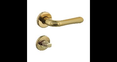 Intersteel Deurkruk Saturnus op rozet met toilet-/badkamersluiting - messing gelakt