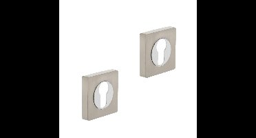 Intersteel cilinderrozetten vierkant verdekt 55x55x10mm met nokken - chroom/nikkel mat