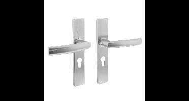 Intersteel Deurkruk Blok op rechthoekig schild profielcilindergat 55mm - RVS