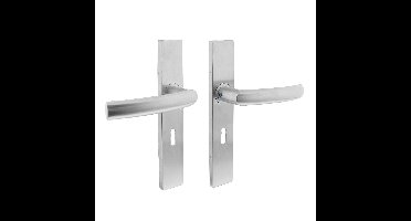 Intersteel Deurkruk Blok op rechthoekig schild sleutelgat 56mm - RVS