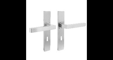 Intersteel Deurkruk Vierkant op rechthoekig schild sleutelgat 72mm - RVS